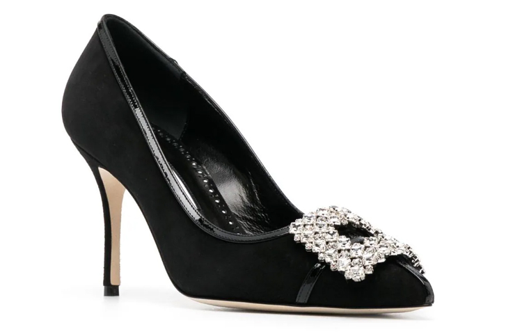 Туфли-балетки с кристальной пряжкой MANOLO BLAHNIK