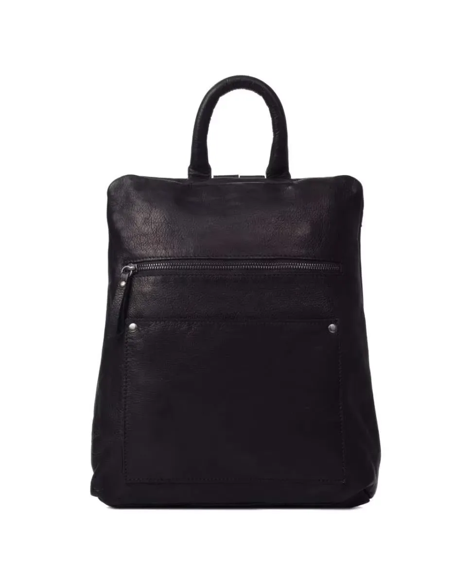 

Женский противоугонный рюкзак из черной стираной кожи The Bagging Co