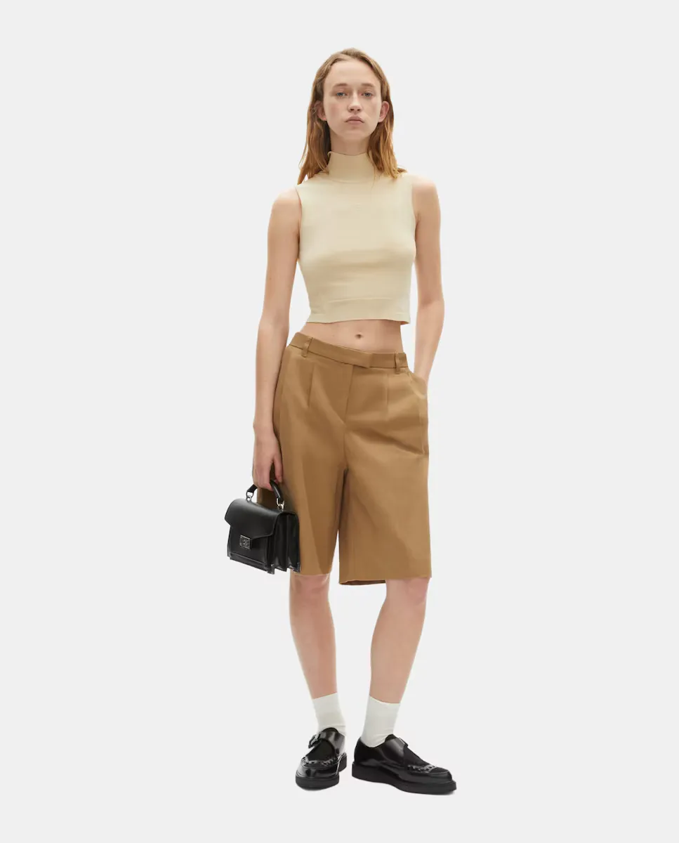 

Длинные женские шорты-бермуды из хлопка и льна The Kooples, коричневый
