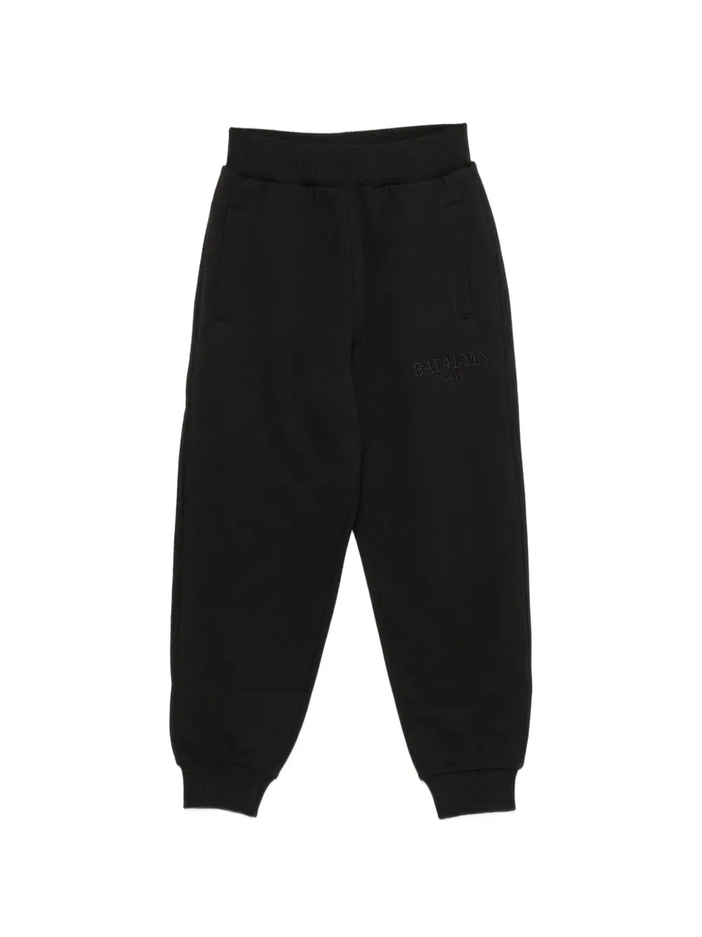 Хлопковые спортивные штаны с вышитым логотипом Balmain Kids, черный