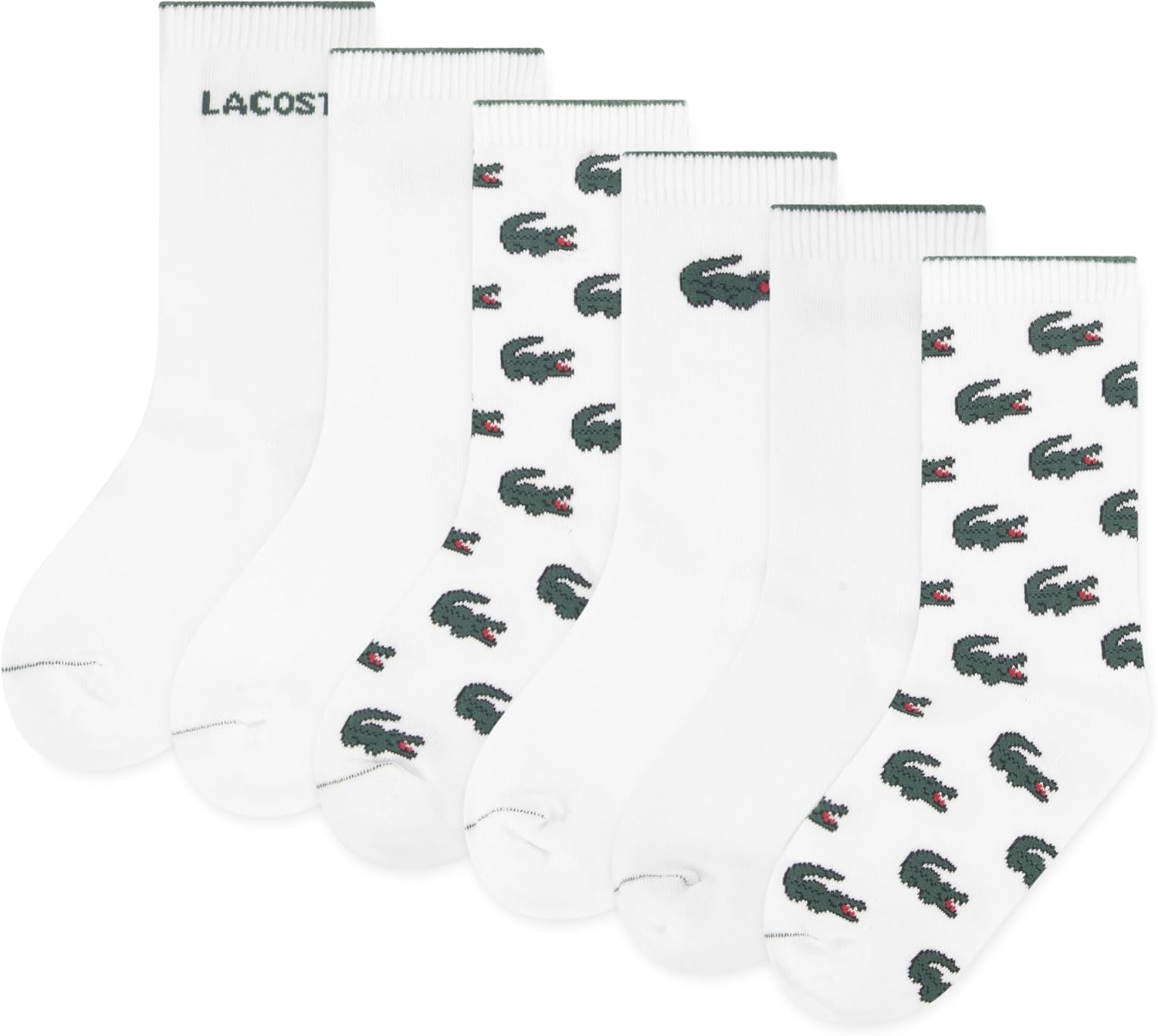 

Упаковка из 3 пар трикотажных носков Lacoste для мальчиков на каждый день, White Croc