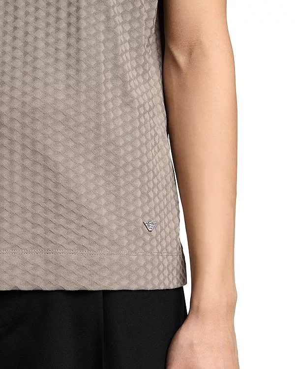 Жаккардовая футболка с круглым вырезом Emporio Armani, Beige — фото 4