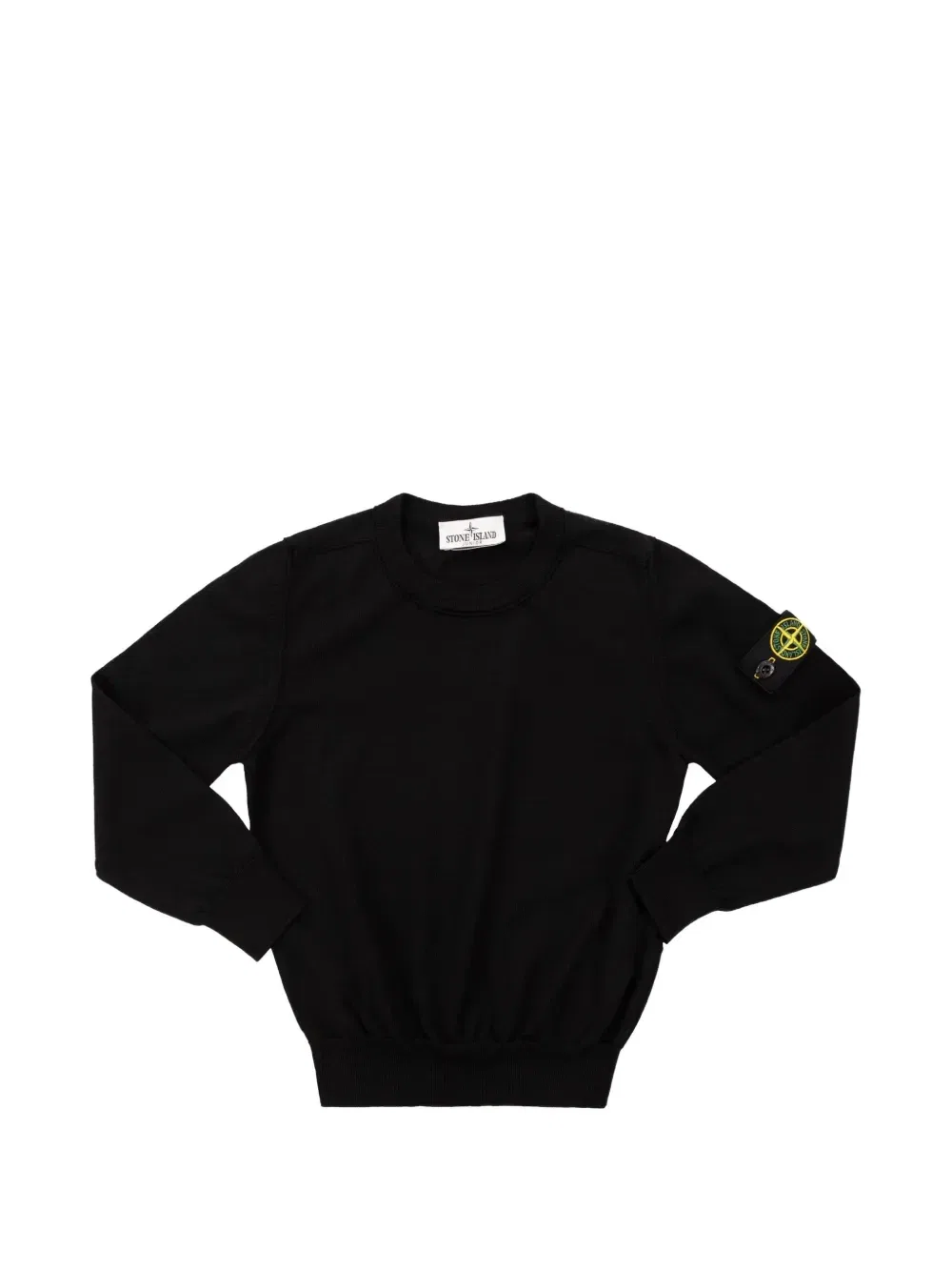 Трикотажный свитер с круглым вырезом в рубчик Stone Island Junior, черный
