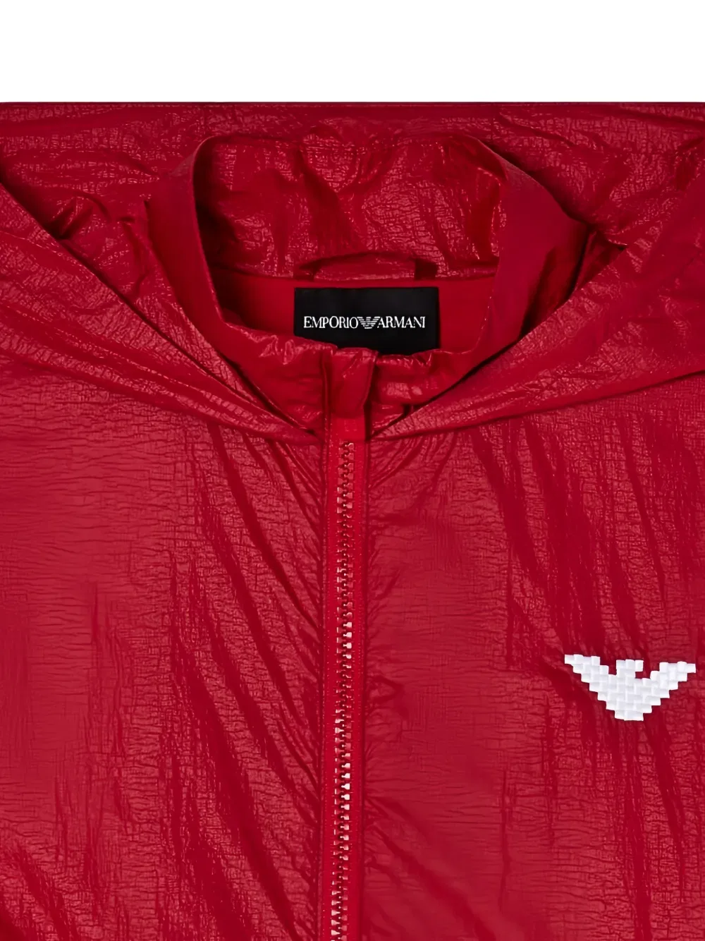 Куртка с капюшоном и полосатыми манжетами на молнии Emporio Armani Kids, красный — фото 3