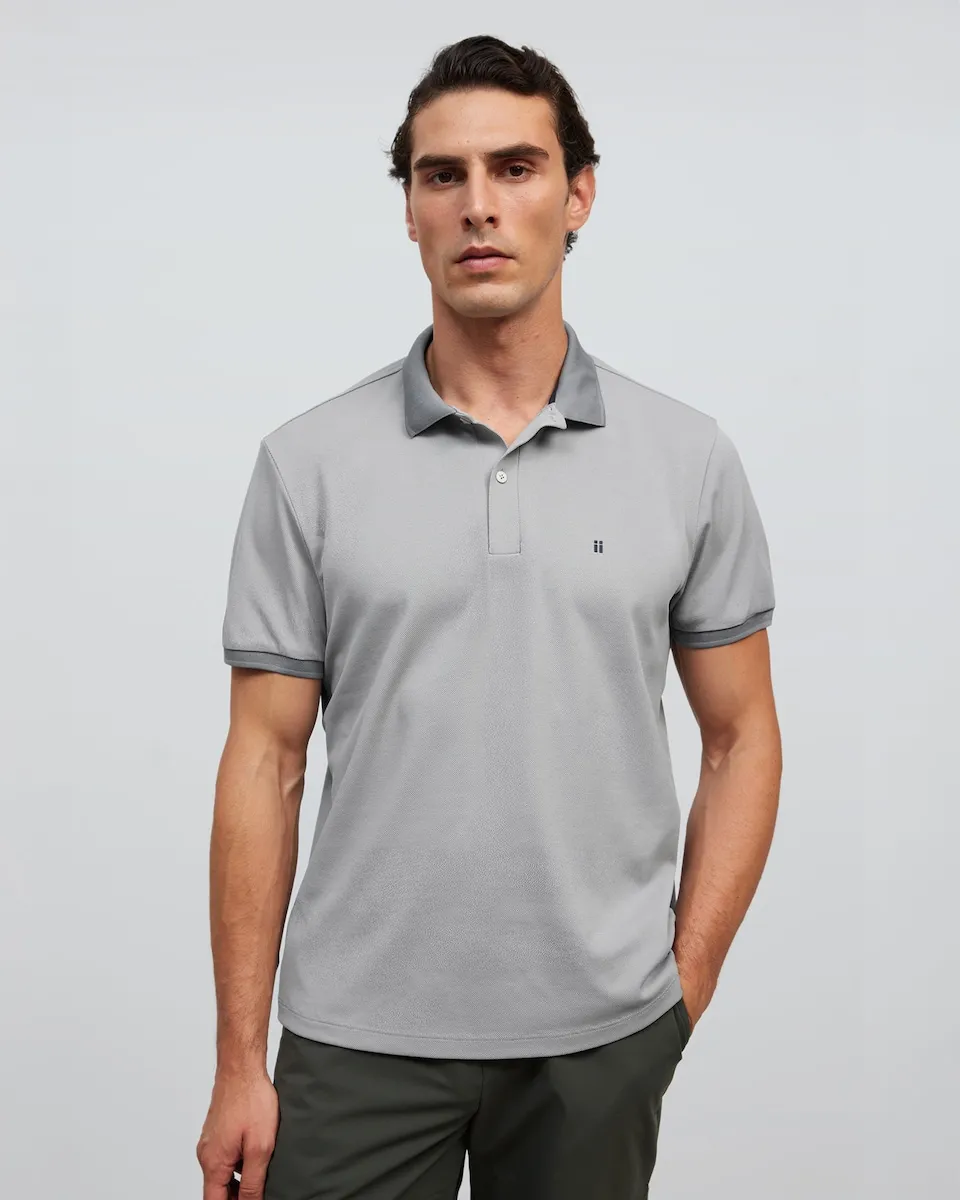 

Мужское антивозрастное поло с коротким рукавом Sepiia, светло-серый