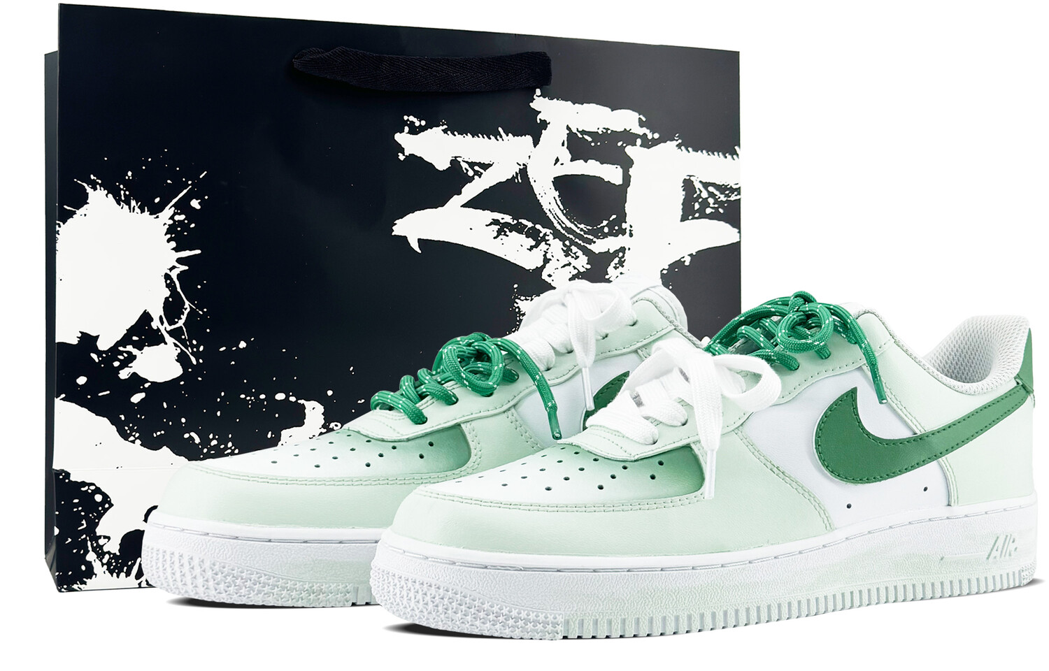 

Кроссовки Nike Air Force 1 Skateboarding Shoes Women's Low-top White, мятно-зеленый