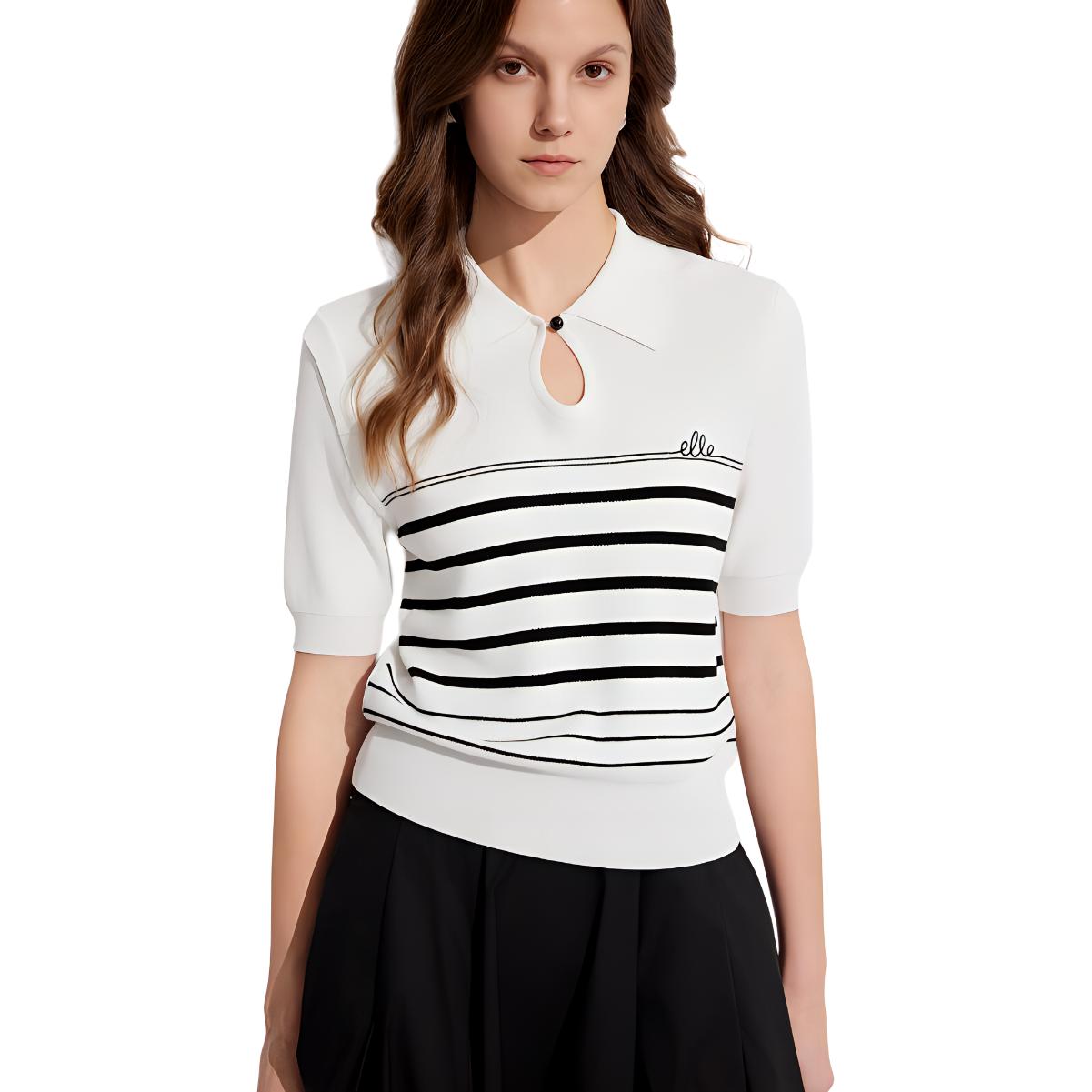 

ELLE Трикотажный кардиган Women's Stripes Lapel Moderate Others