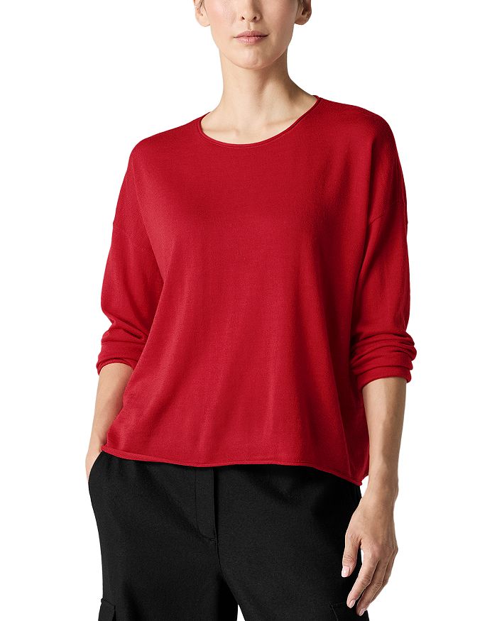 

Вязаный свитер с круглым вырезом из шерсти Eileen Fisher, красный