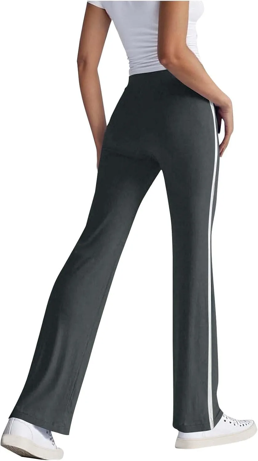 Womens Yoga Pants High Waisted Wide Leg Pants Bootcut Flared Leggings Tummy Control Running Sweatpants Lounge Trouser — фото 4