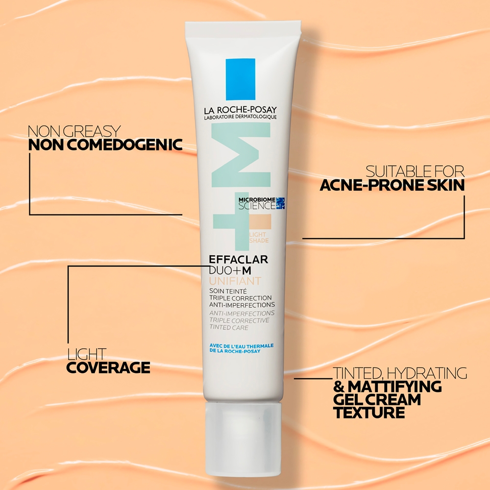 Effaclar duo+m Unifiant крем ультраинтенсивного увлажнения с легкой текстурой и оттенком La Roche-Posay, atspalvis light 40 мл — фото 2