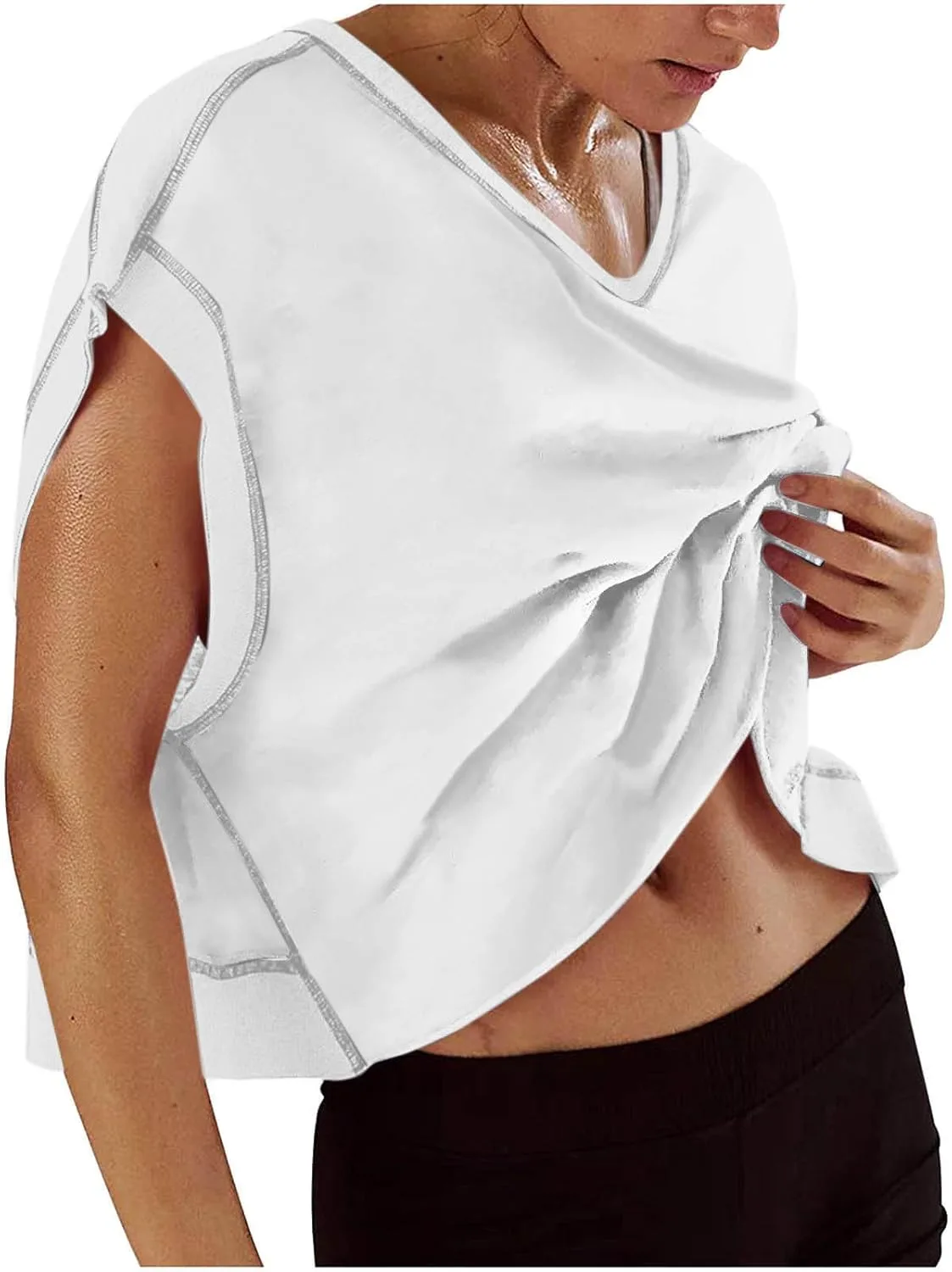 

Женская футболка с коротким рукавом и открытой спиной для тренировок