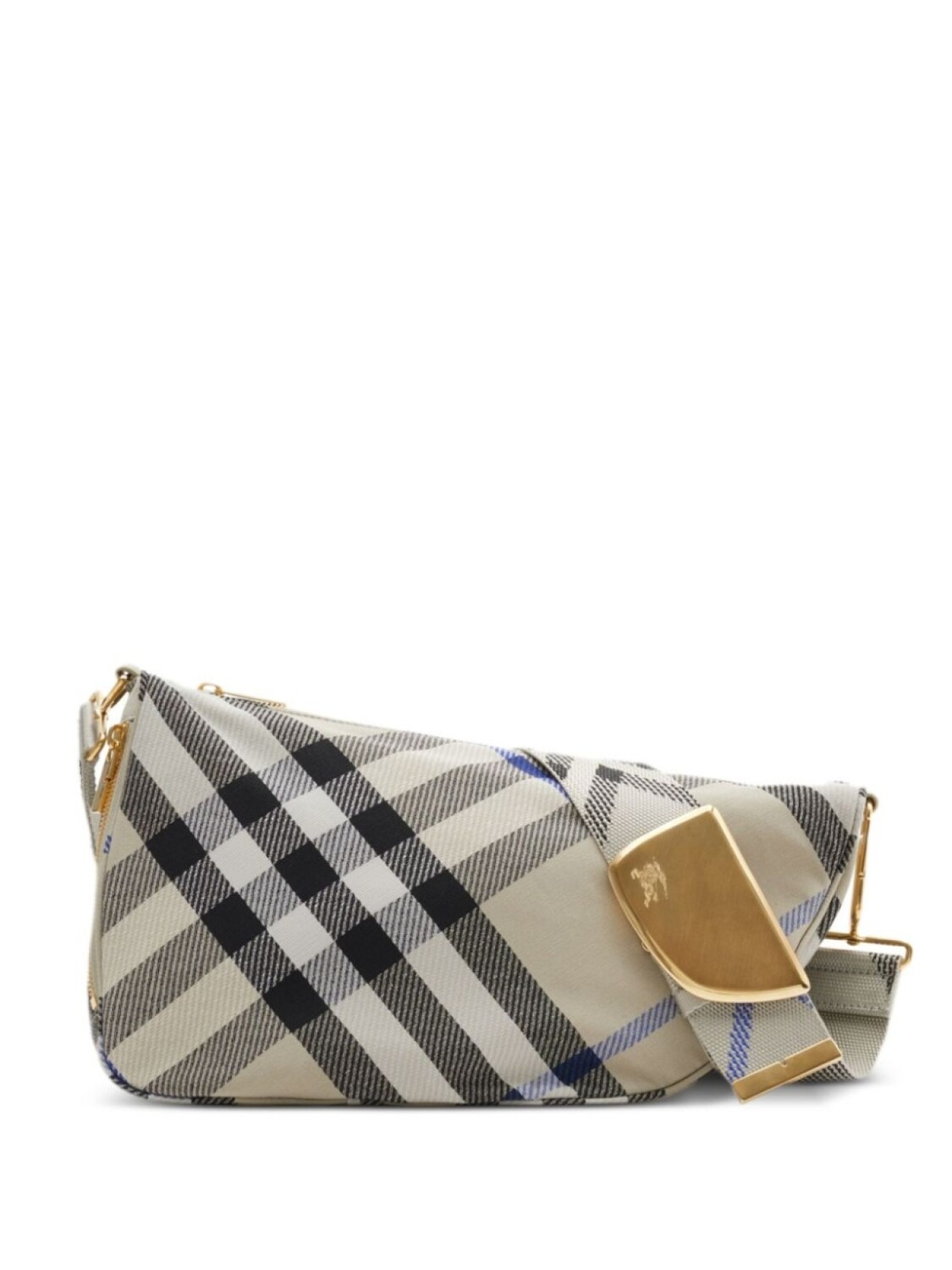 

Клетчатая сумка Burberry Shield среднего размера, нейтральный цвет