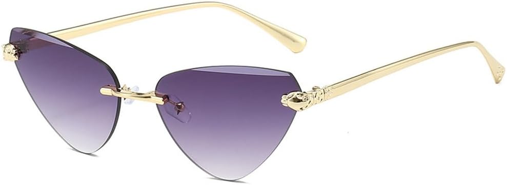 

Модные солнцезащитные очки треугольной формы «кошачий глаз» для женщин, роскошные, без оправы, черные, элегантные, стильные, с защитой от УФ-излучения UV400 generic, Gold Gradient Gray