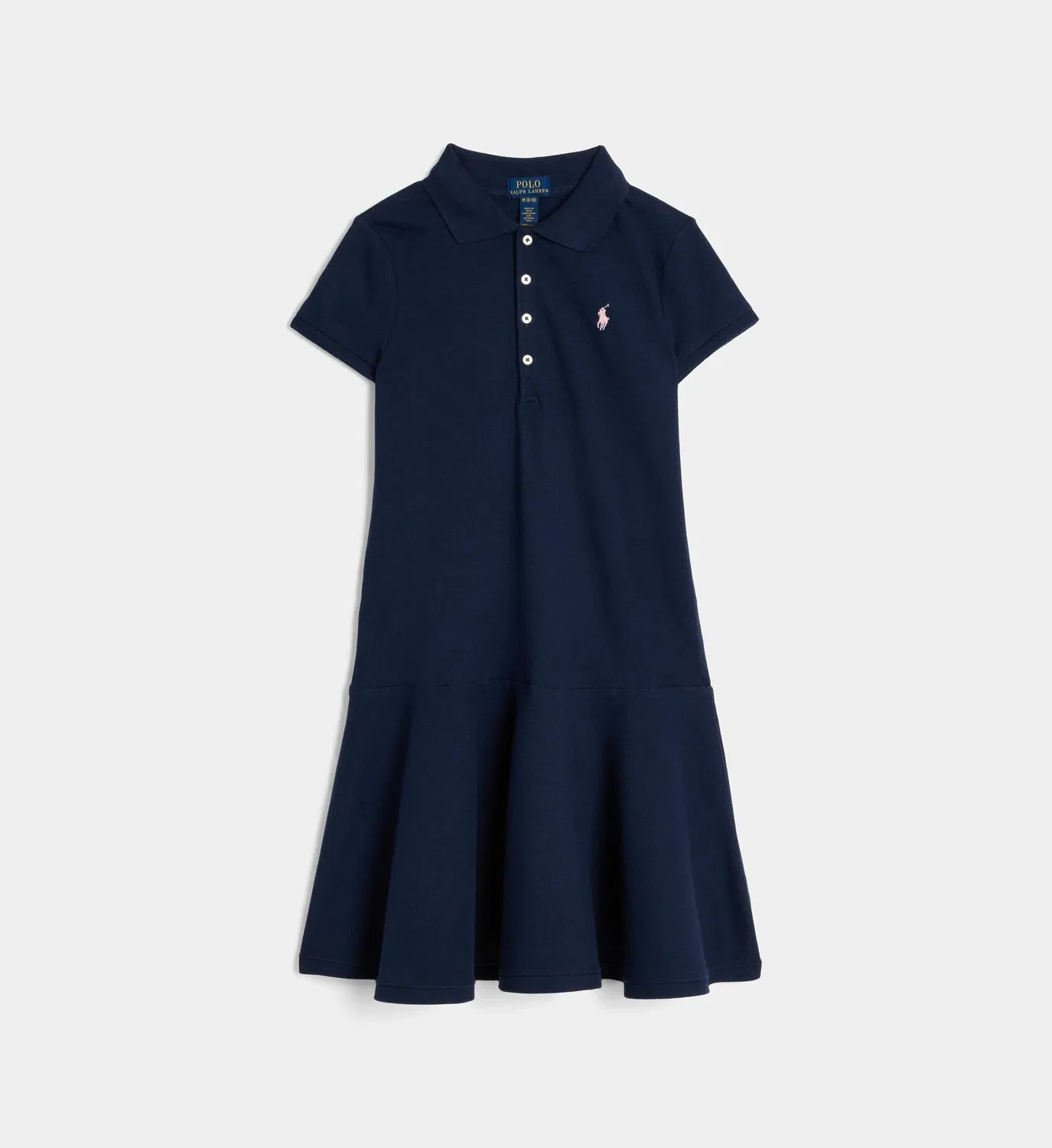 Расклешенное платье-поло из хлопка с логотипом Polo Ralph Lauren, синий
