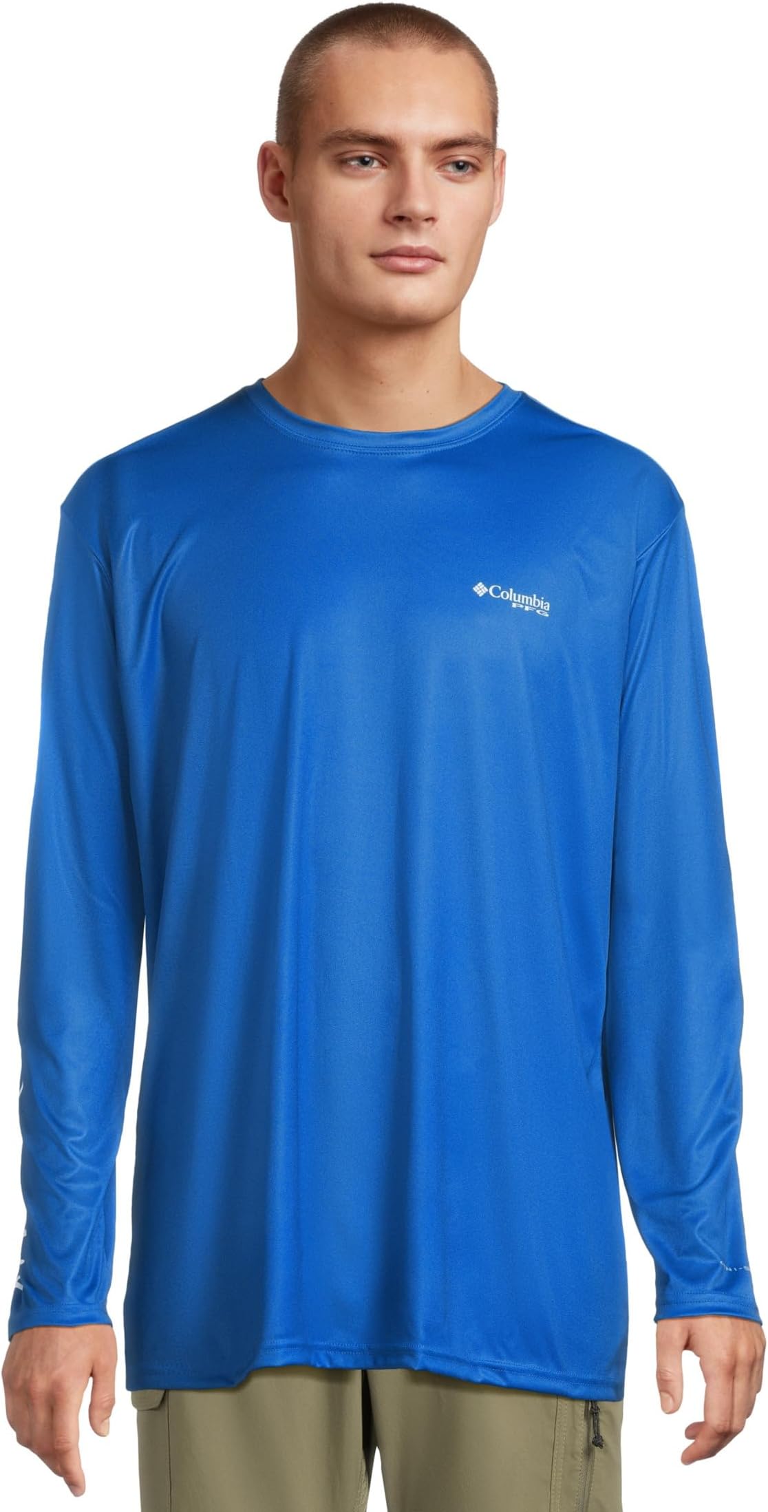 

Лонгслив Columbia Terminal Tackle PFG Fish Star Long Sleeve, цвет Vivid Blue/Collegiate Navy Marlin Gradient