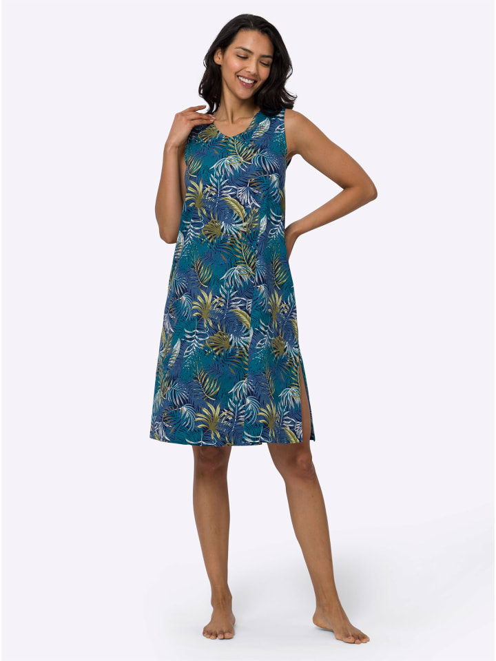 

Летнее платье джинсово-синего цвета с принтом аквапетроль Sieh an!