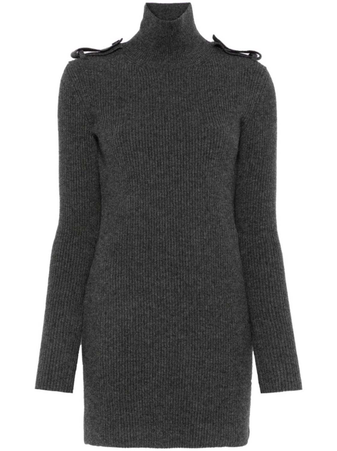 

Alexander McQueen мини-платье с воротником-стойкой в рубчик, серый