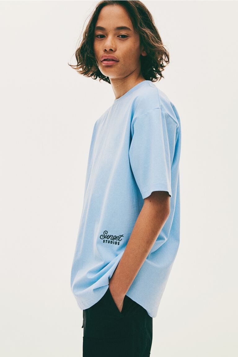 

Футболка из хлопкового трикотажа H&M, синий