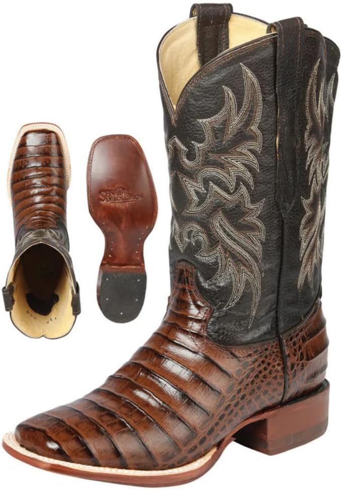 

Мужские ковбойские сапоги El Seor de los Cielos - Имитация кожи каймана - Коричневые Generic