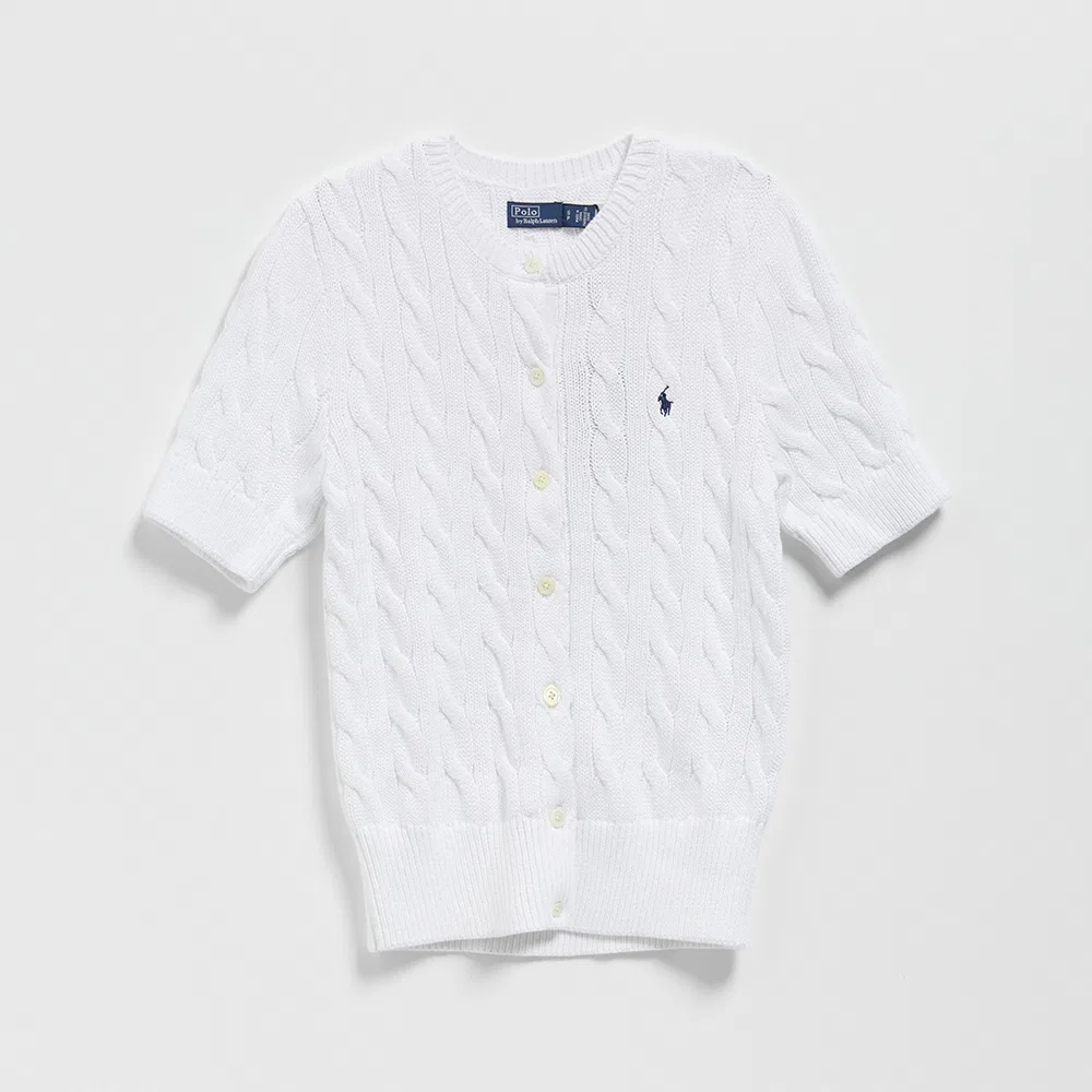 Женский вязаный кардиган с короткими рукавами белый от Polo Ralph Lauren