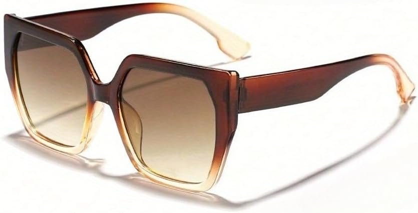 

Крупные квадратные солнцезащитные очки с градиентом цвета для женщин — оправа с коричнево-прозрачным градиентом, тонированные линзы, защита от УФ-излучения ENSARJOE, Brown Transparent/Brown