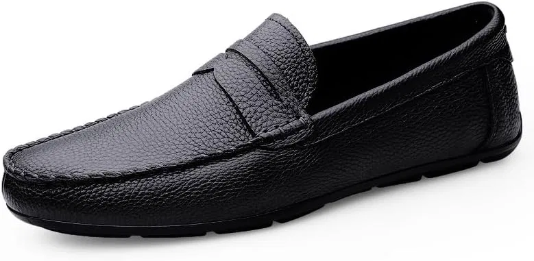Лоферы кожаные Round Toe Penny Loafers, черный SayfuR — фото 2