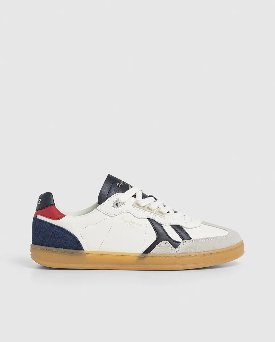 

Мужские кроссовки Ball Origin белого цвета с синими и красными деталями Pepe Jeans, белый