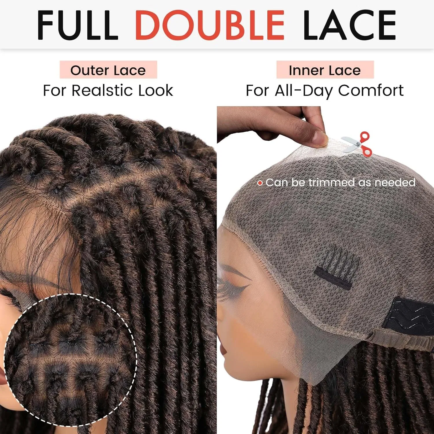 Парик FAVE Soft Faux Locs с двойным кружевом, 35 см Fave, Ombre Brown — фото 4