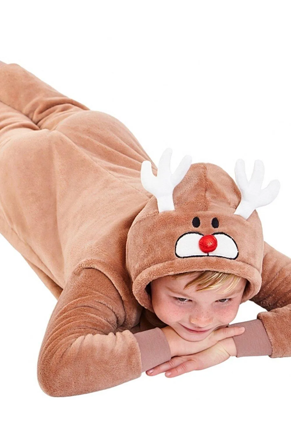 Рождественский комбинезон с оленями Festive Friends, коричневый — фото 4