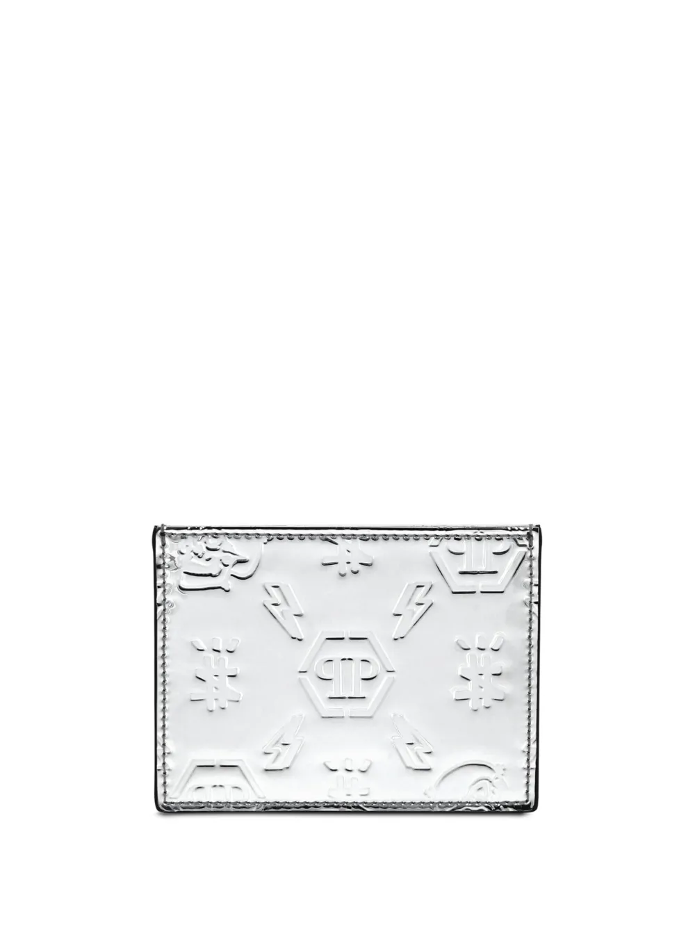 

Картхолдер с тисненой монограммой Philipp Plein, серебяный