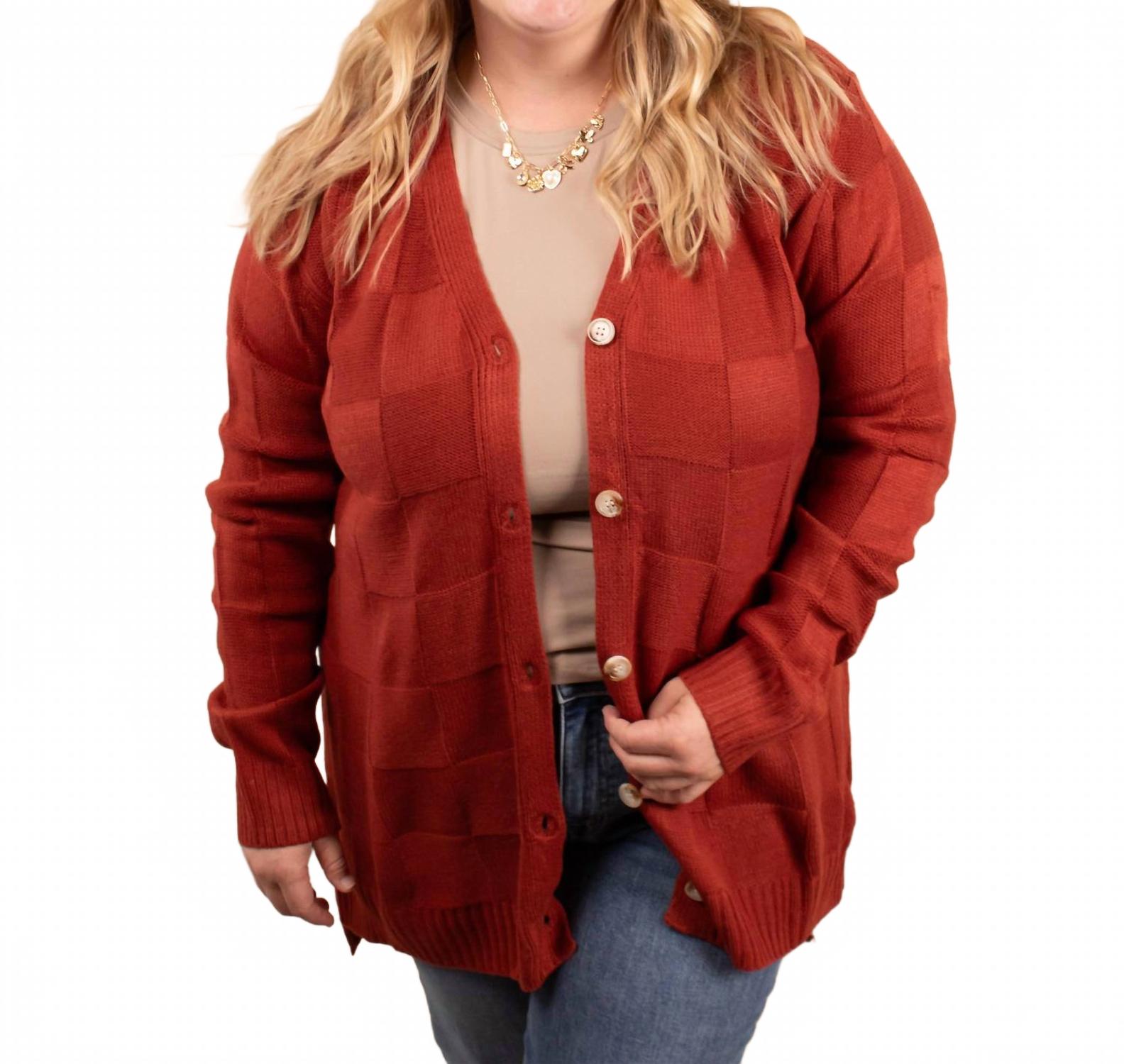 

Вязаный кардиган с фактурной поверхностью для сезона свитеров Michelle Mae, красный