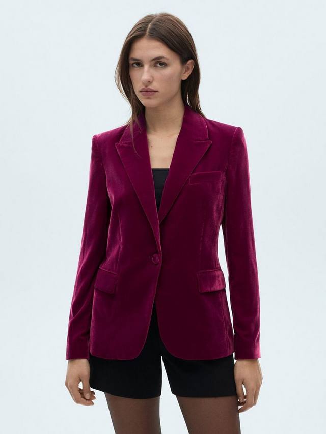 

Комбинированный бархатный блейзер Mango, цвет Bright Pink