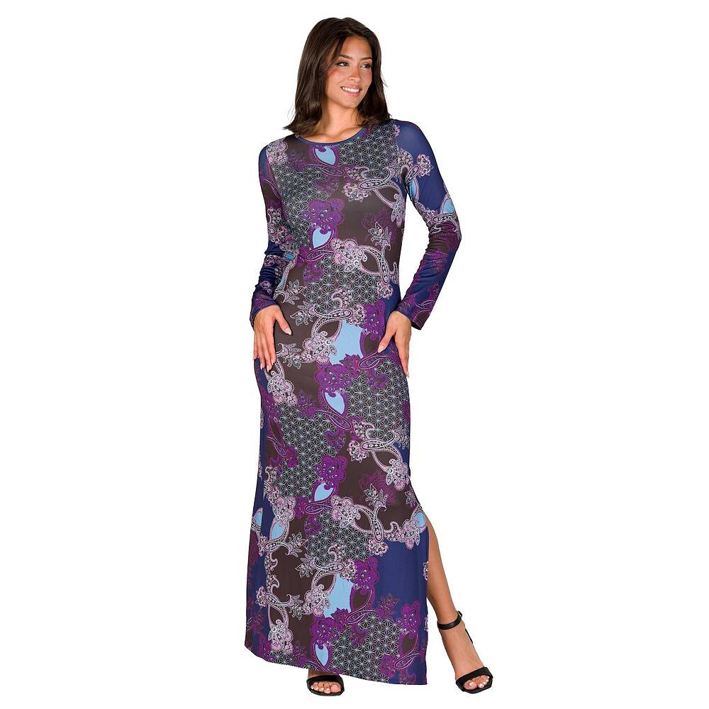 

Женское платье макси с боковым разрезом 24Seven Comfort Apparel, цвет Purple Multi