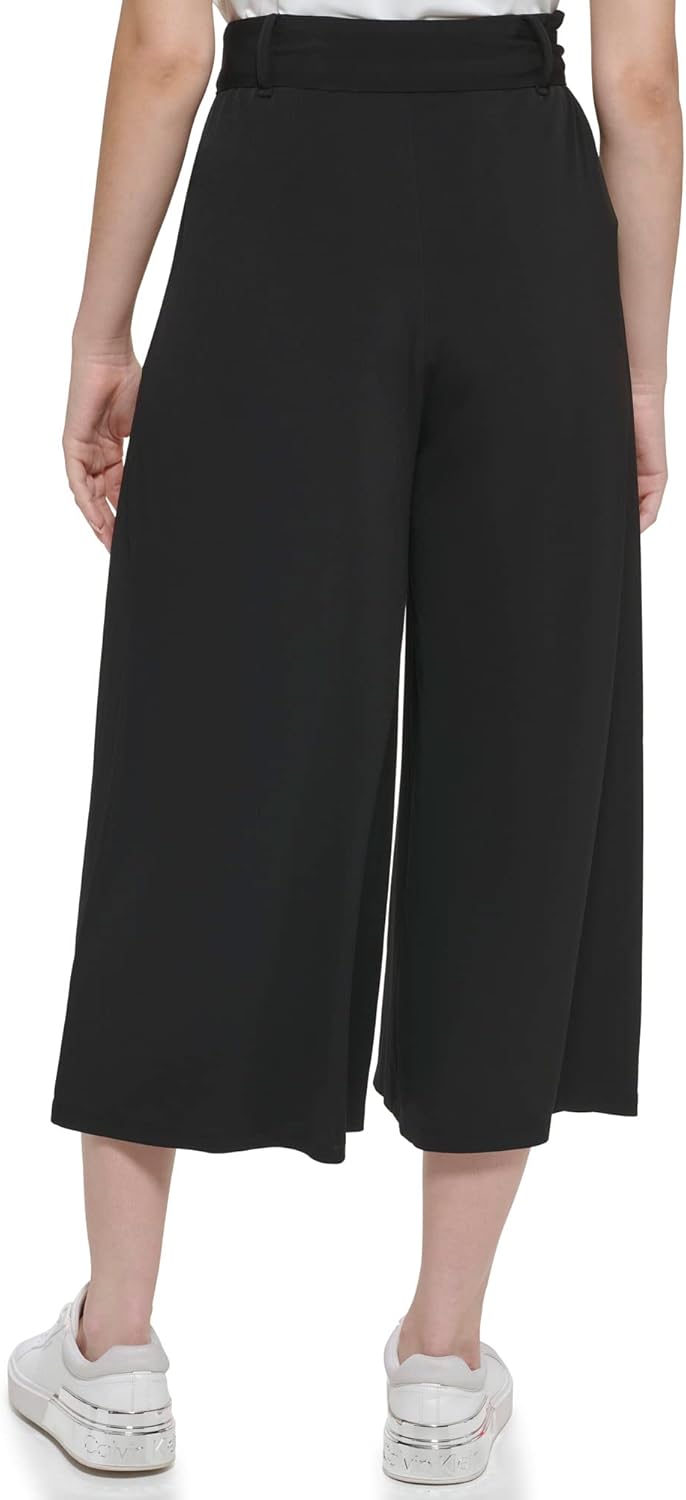 Женские повседневные укороченные брюки Calvin Klein Wide Leg, Black — фото 3