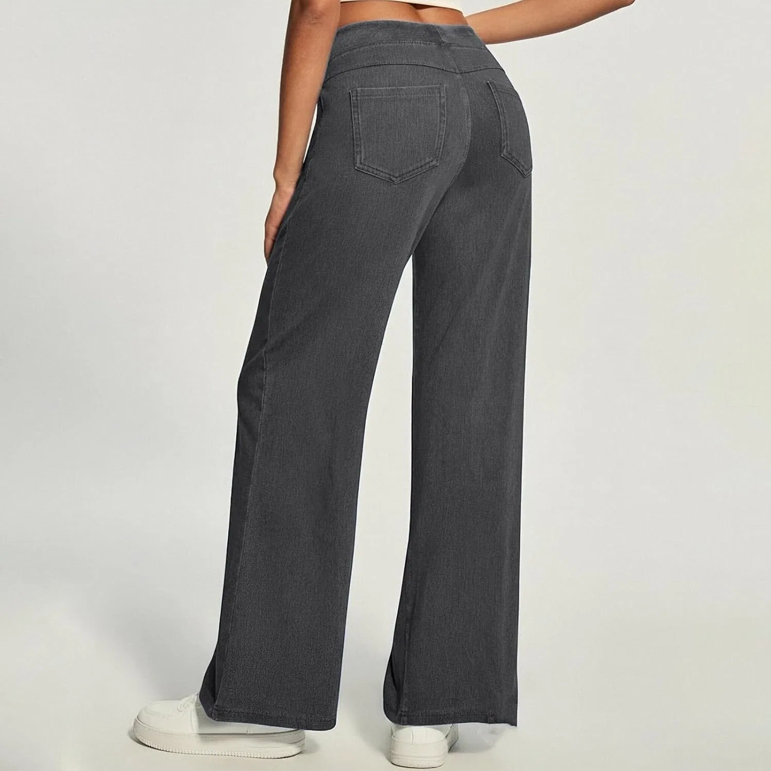 Джинсы с завышенной талией, Wide Leg Jeans, Dark Gray — фото 3