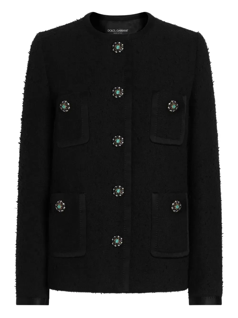 Куртка-рубашка с декорированным карманом DOLCE & GABBANA, черный