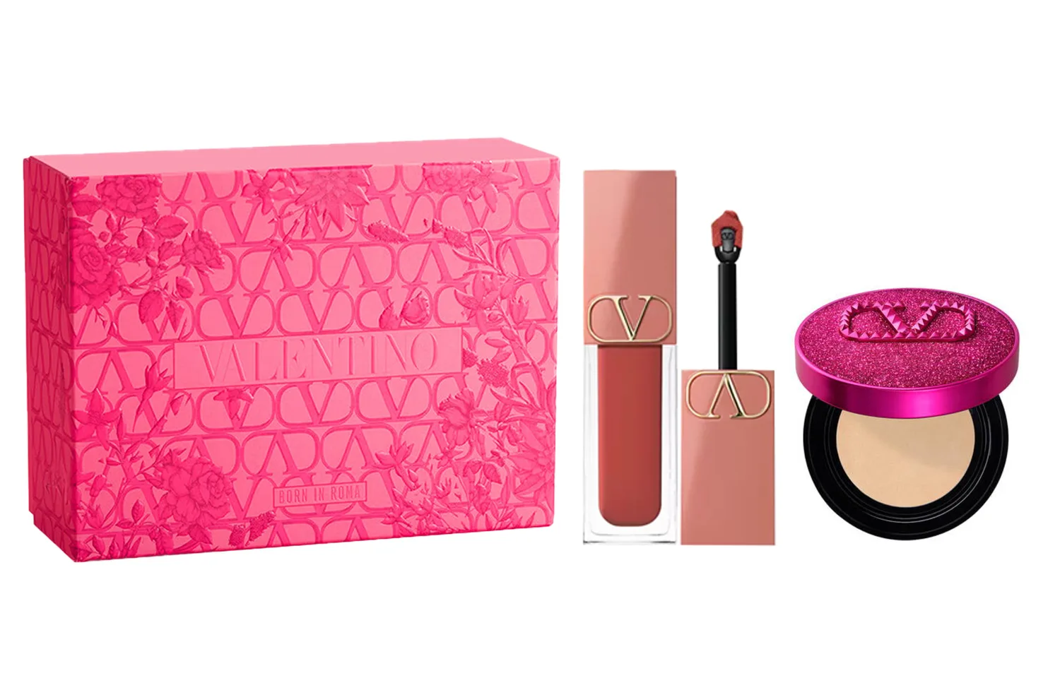 Valentino Набор макияжа Dreamy Dewy Cushion Lip Cream, натуральный, стойкий, 6.5 мл + 12 г, Nude Tube Lip Balm #111A Variation Rusty Red