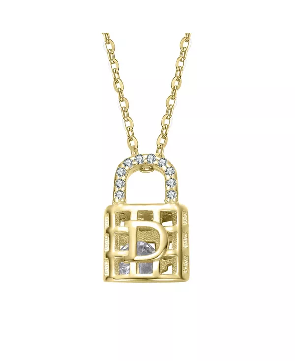 

Ожерелье с подвеской в виде замка, покрытое 14-каратным золотом и украшенное прозрачными кубическими цирконами Rachel Glauber, gold