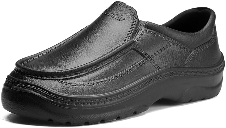 

Мужские противоскользящие туфли, водонепроницаемые туфли для повара для обслуживания еды, кухня, ресторан, легкие повседневные кожаные кроссовки для ходьбы, полностью черные Ytatsp