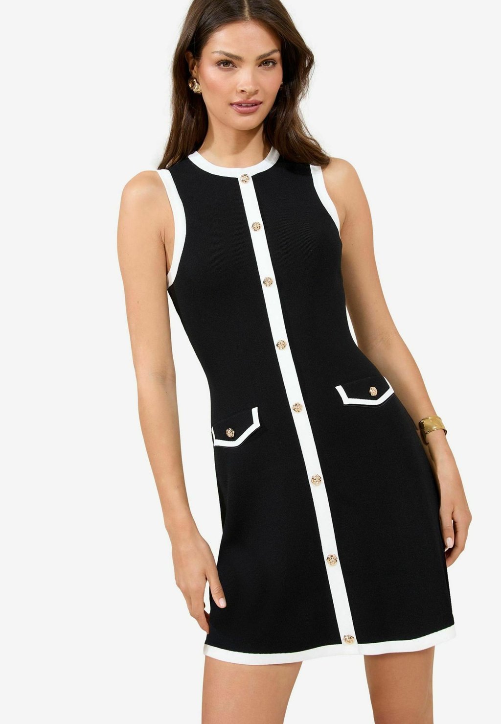 

Платье-джемпер MINI SLEEVELESS TIPPED BUTTON Lipsy, черный