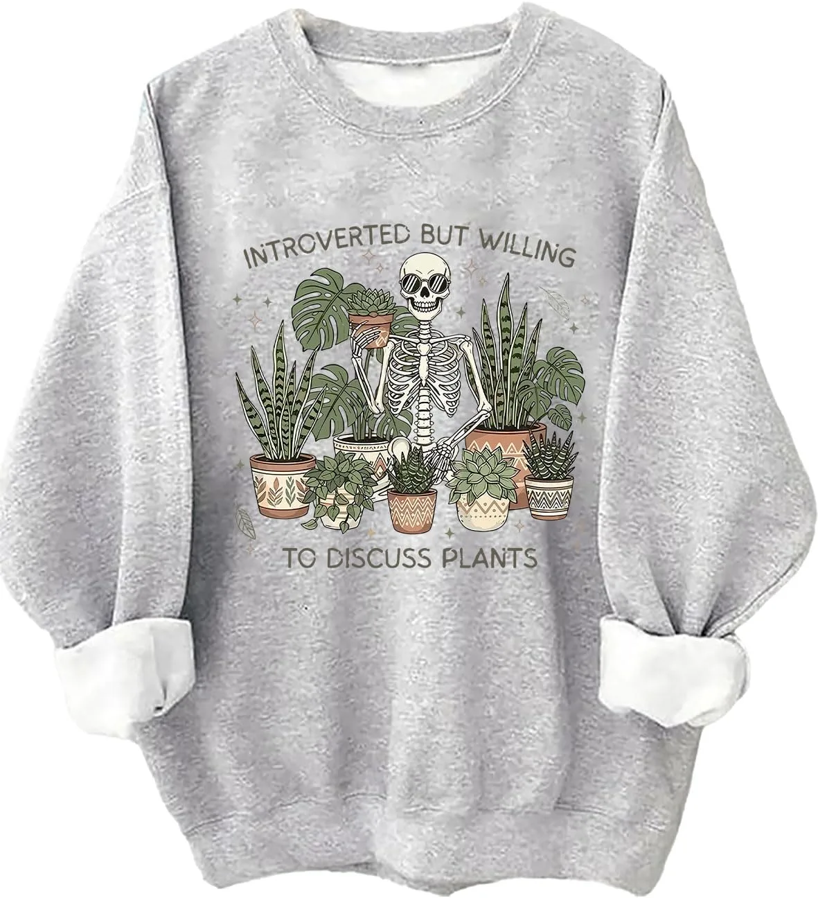 

Толстовка с надписью "Интроверт, но готов обсудить растения", смешной скелет-садовод Batclock