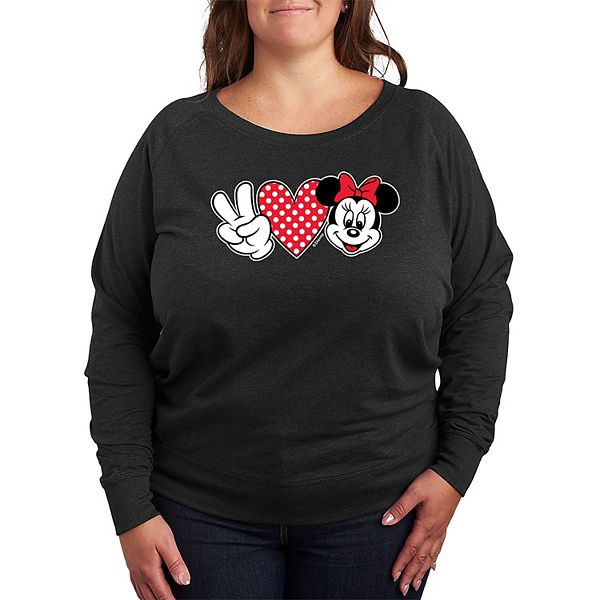 

Футболка с длинным рукавом Minnie Mouse Plus Size Peace Love French Terry Disney