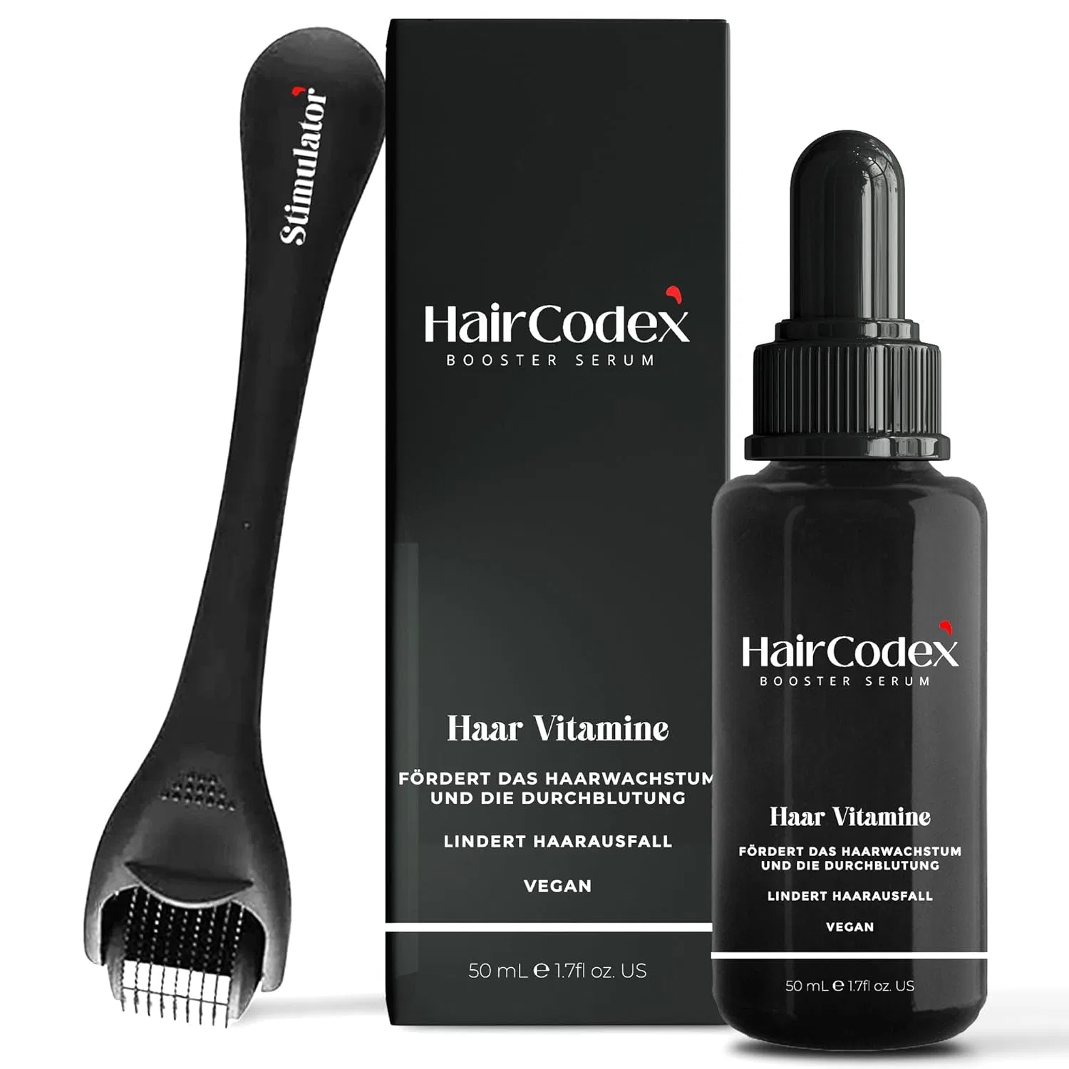 Набор для роста волос Booster Serum с дермароллером, 50 мл Haircodex