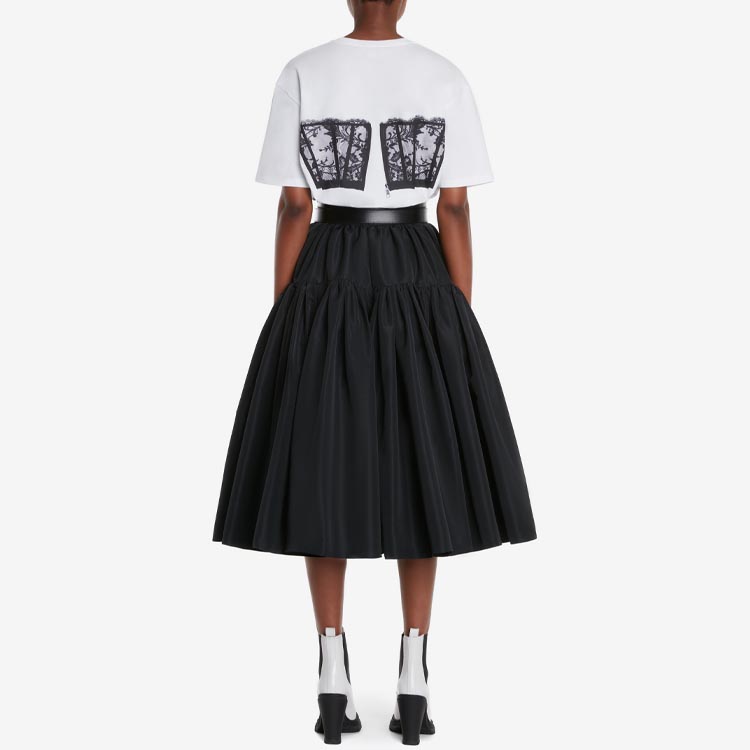 Кружевной корсетный свитер-футболка Alexander McQueen, белый — фото 4