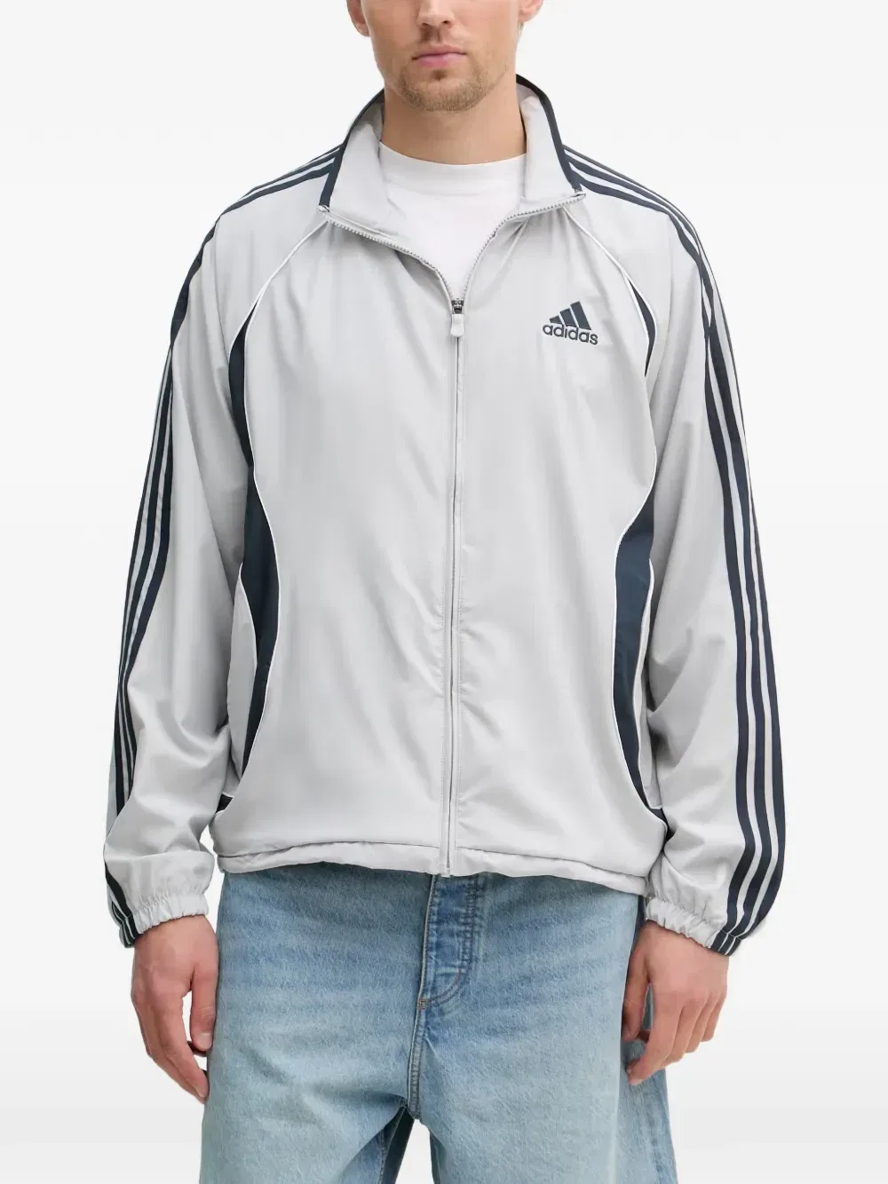 Куртка Teamgeist Adicolor с вышитым логотипом и деталями в полоску Adidas, серый