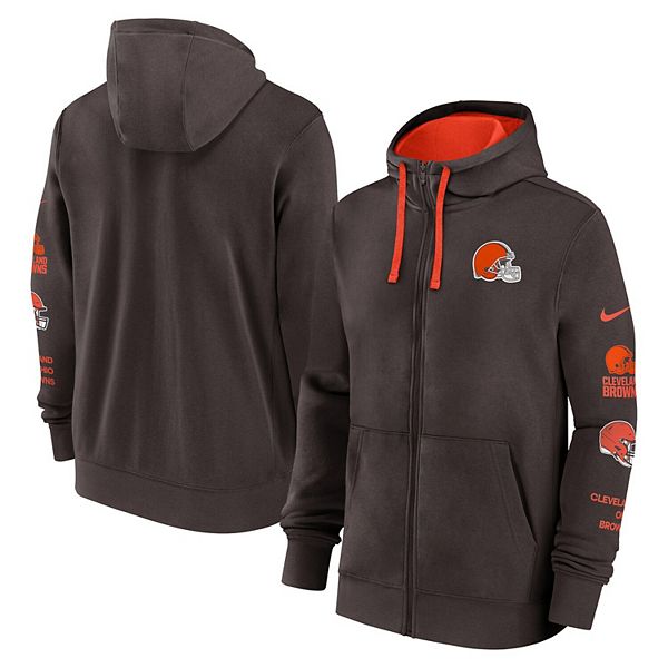 Мужская коричневая толстовка-худи cleveland browns club на молнии Nike — фото 2