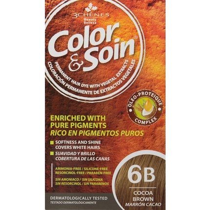 Les 3 Chenes Color & Soin Стойкая краска для волос, оттенок какао-коричневый 6B Les 3 ChÊNes — фото 2