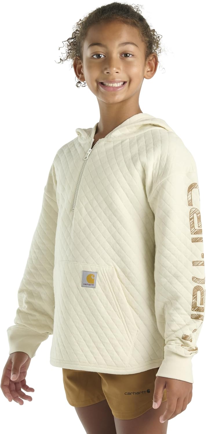 Carhartt детская CA7108 утепленная флисовая толстовка с длинным рукавом и молнией до середины - для девочек, Light Beige — фото 3