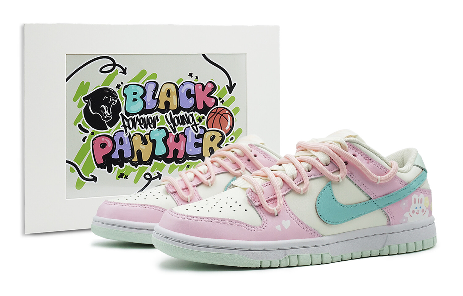 

Кроссовки Nike Dunk Skateboarding Shoes Women's Low-top Pink/white/blue, розовый
