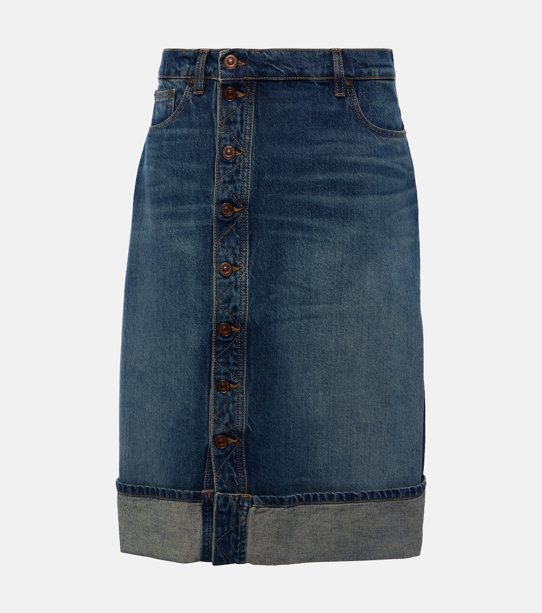 

Джинсовая юбка миди Victoria Beckham, Heavy Vintage Indigo Wash